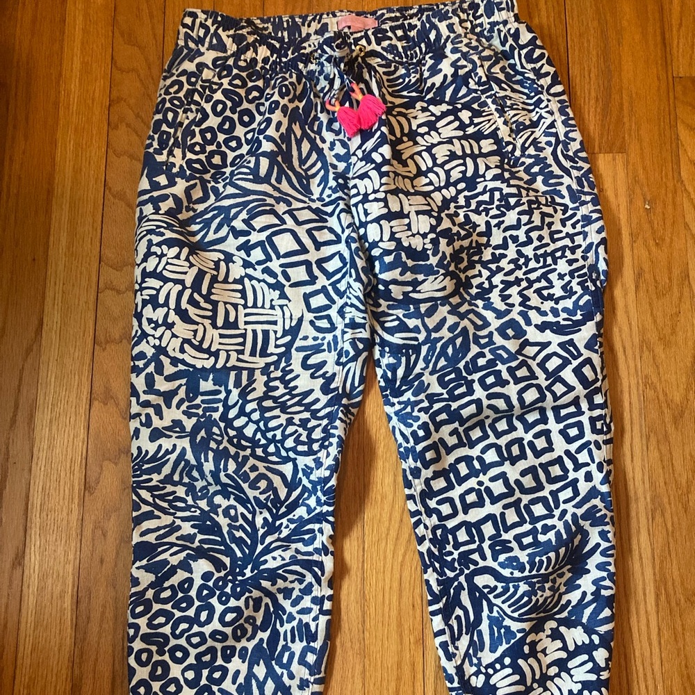 Lilly Pulitzer Aden Linen Pants Indigo Home Slice